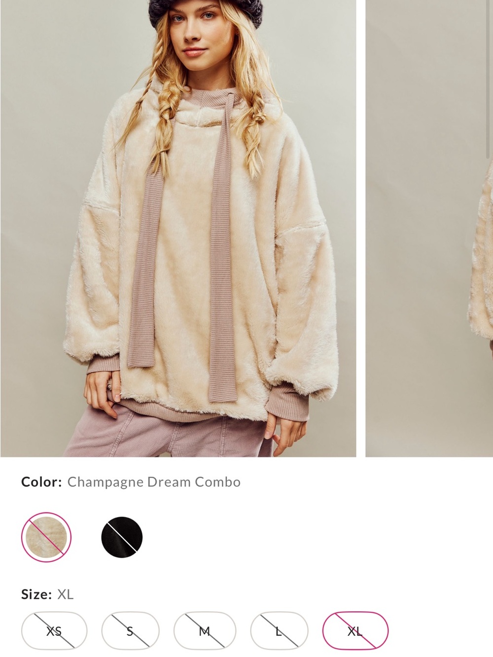 Free People Champagne Dream Combo Plush Teddy Hoodie in Champagne